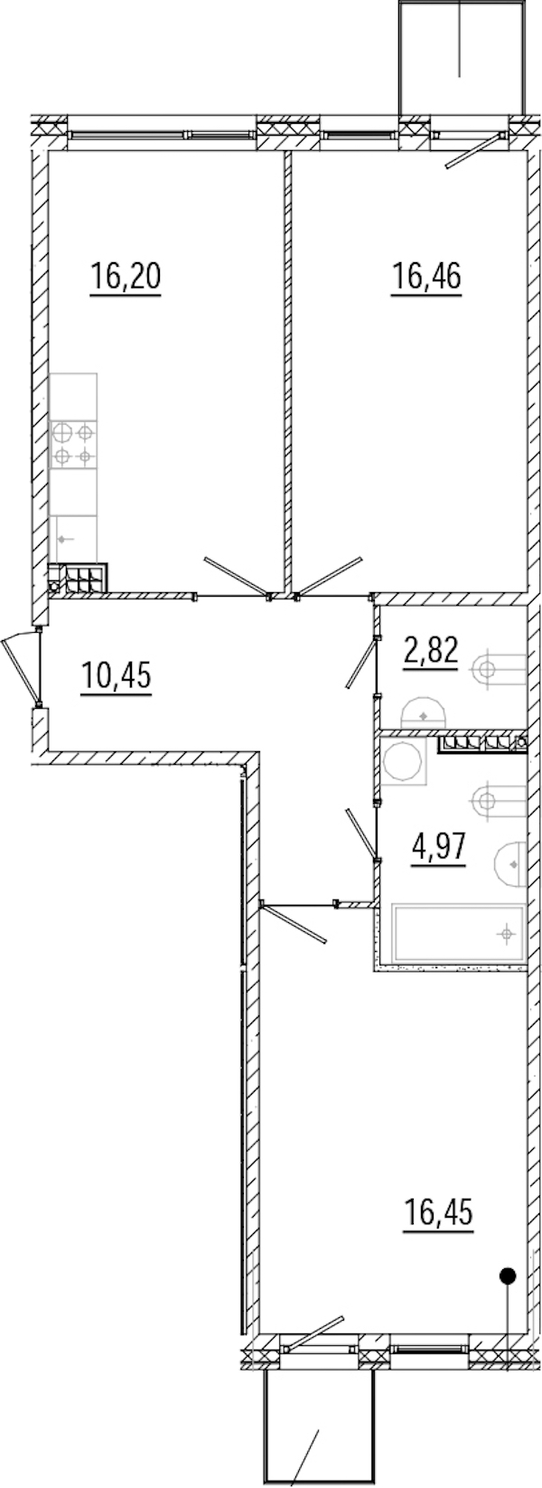 2-комнатная квартира 68.39 м², 5/8 эт., ЖК «Мануфактура James Beck»